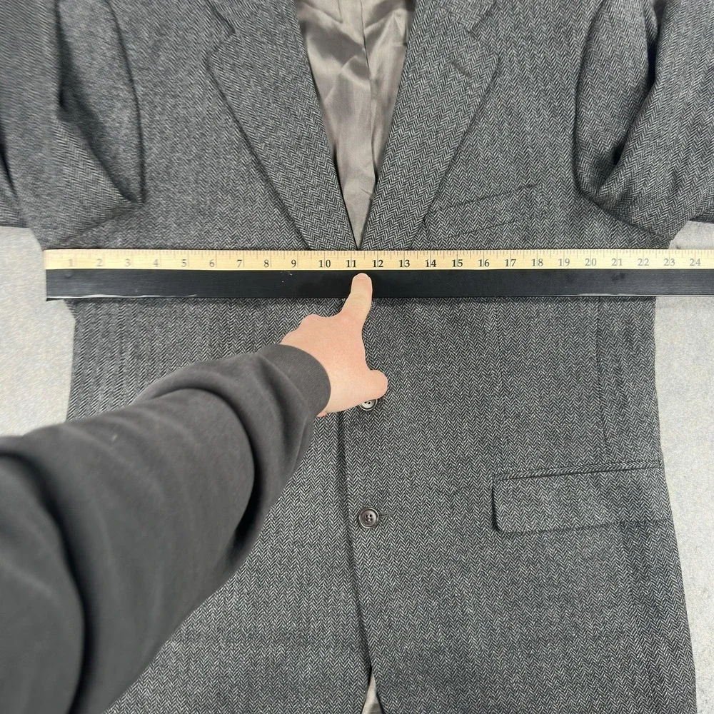 Brooks‎ Brothers Blazer Mens XL 45 Gray Herringbone Lambswool Sport Coat Jacket